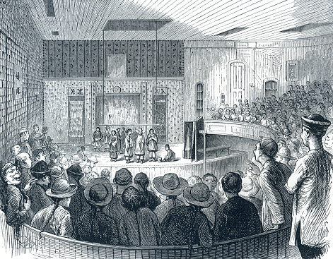 In the spring of 1874, certain affiliates of the Sam Yup group in Chinatown at last challenged the dominance of the Royal Chinese Theatre [across the street at 626 Jackson] by erecting a rival house, the Sing Ping Yeun, which was thrown open to the public on June 20, 1874. The owners of the new theatre, said to have cost $50,000, were: Dr. Li-Po-Tai; Ah You, ex-Inspector of the Sam Yup Company; Ho Man, of the firm of Kum Wo; Ah Jarok, of the firm of Yee Tuck, and Ah Yung, agent for Dr. Li-Po-Tai. The elegant and superior members of this organization called themselves the Bo Fung Lin Company.
