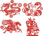 Paper Cut feel Chinese zodiac Animal Signs