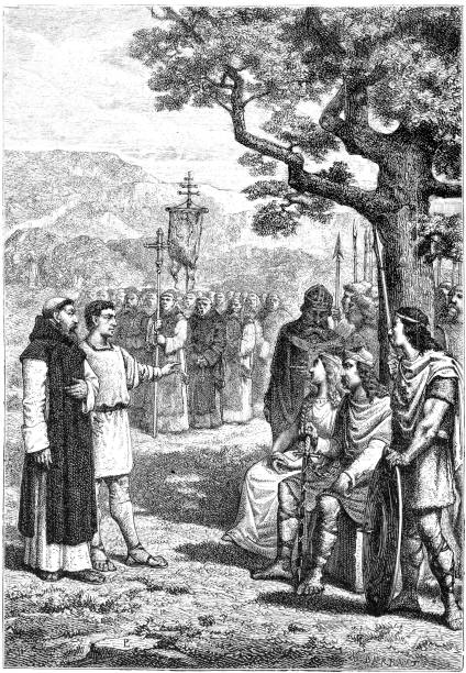 an old illustration showing missionaries 