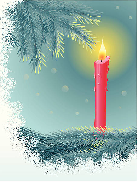 christmas candle vector art illustration
