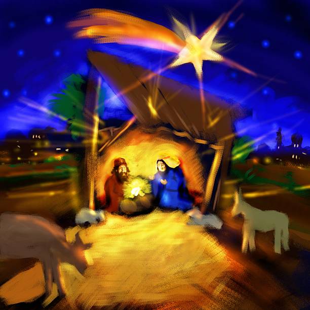 Christmas Nativity Night vector art illustration