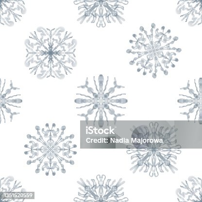 istock Christmas Seamless pattern of snowflakes on a white background. 1351520559