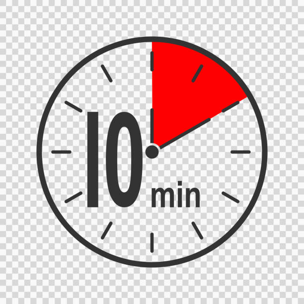 stockillustraties, clipart, cartoons en iconen met clock icon with 10 minute time interval. countdown timer or stopwatch symbol. infographic element for cooking or sport game - bewust png