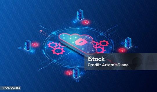 istock Cloud Workload Security and Cloud Workload Protection Concept - CWS and CWP - 3D Illustration 1399729683
