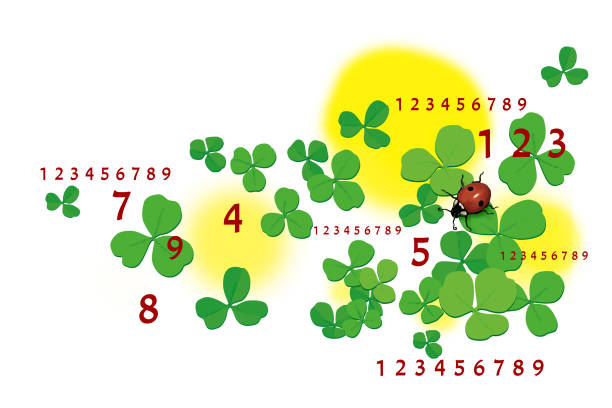 ilustrações de stock, clip art, desenhos animados e ícones de clover leaves and ladybug. - numerologia