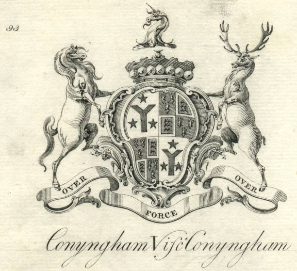 ilustraciones, imágenes clip art, dibujos animados e iconos de stock de escudo de armas vizconde conyngham cunningham siglo xviii - latin family