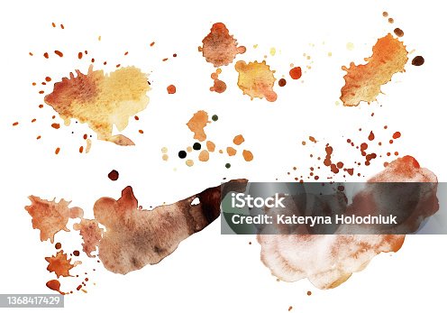 istock Coffee stains watercolor elements. 1368417429