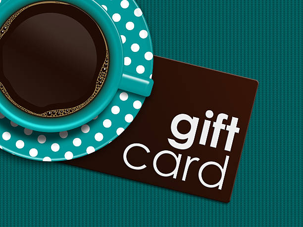 stockillustraties, clipart, cartoons en iconen met coffee with gift card lying on tablecloth - africa cup