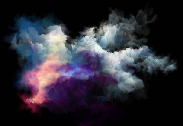 colorful smoke on a black background, art background vector art illustration