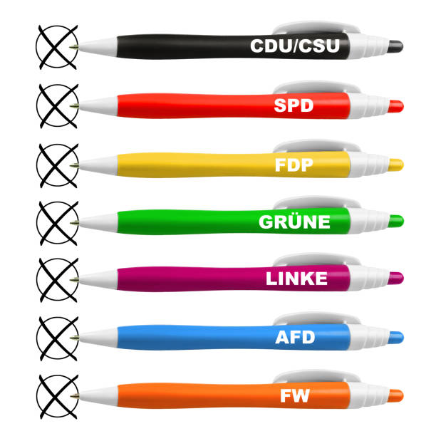 7 colors of German political parties isolated against white background 7 colors of German political parties isolated against white background alternative for germany stock illustrations