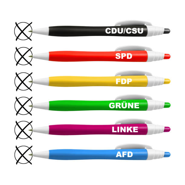 6 colors of German political parties isolated against white background 6 colors of German political parties isolated against white background alternative for germany stock illustrations