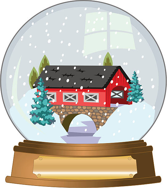 Covered Bridge Snow Globe "Covered Bridge Snow Globe.  EPS, CS2, PDF and Hi Res JPEG included" covered bridge stock illustrations