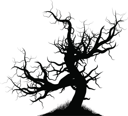 Creepy tree silhouette. vector