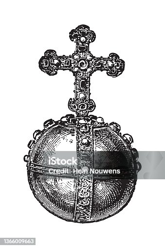 istock Cross-bearing orb or Imperial orb (globus cruciger) - vintage illustration 1366009663