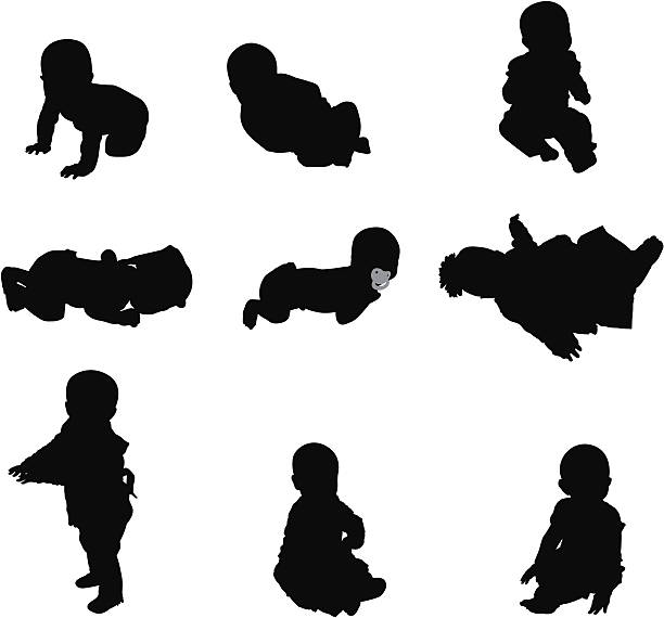 Cute babies Cute babies sleeping silhouettes stock illustrations
