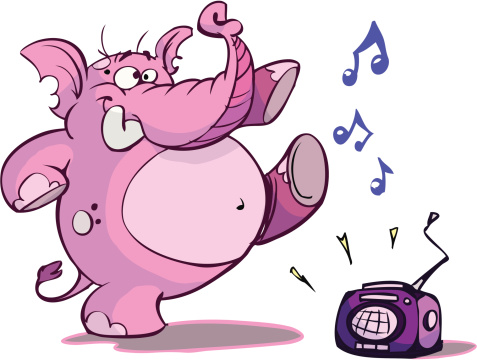Dancing pink elephant