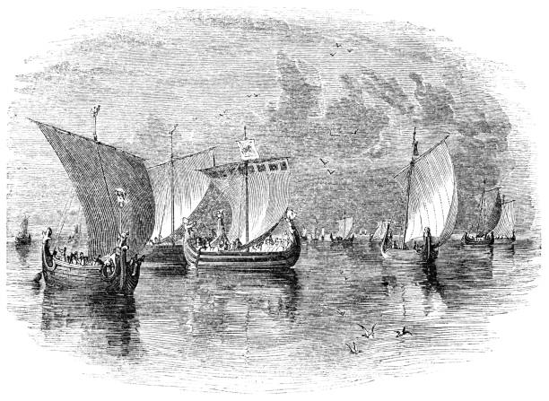 dänische karve segelschiffe in der ostsee von dänemark - 17. jahrhundert - ostsee stock-grafiken, -clipart, -cartoons und -symbole