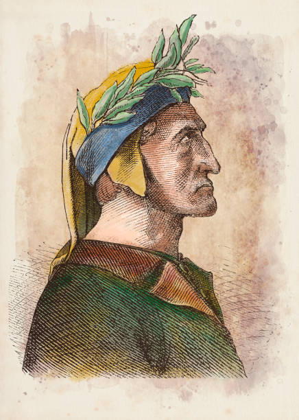 Dante Alighieri italian poet and philosopher portrait vector art illustration