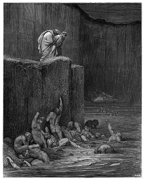 illustrazioni stock, clip art, cartoni animati e icone di tendenza di purgatorio dante 1870 - sinner