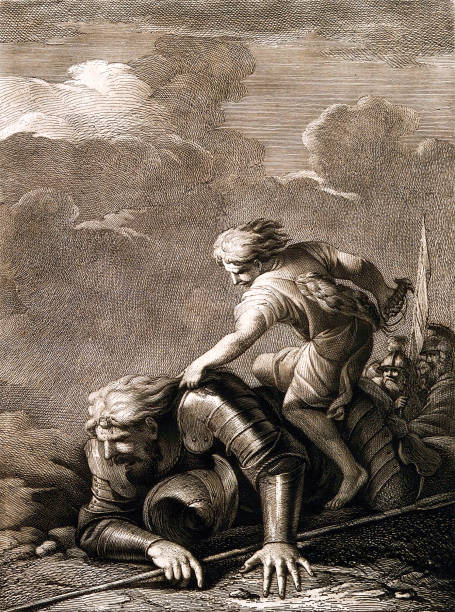 david savaşta goliath'ı devirti - mimari illüstrasyonlar stock illustrations