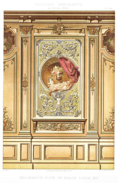 illustrazioni stock, clip art, cartoni animati e icone di tendenza di decorazione per un salotto luigi xiv, di pittura decorativa 1895 - eitan