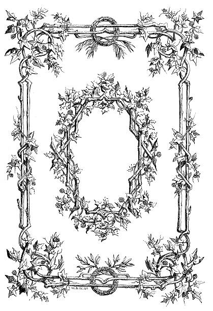 dekorative floral frame ich antiken design illustrationen - papier blumen studio stock-grafiken, -clipart, -cartoons und -symbole