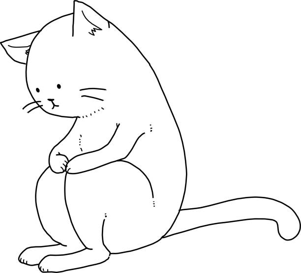 przygnębiony kot. - blue monday stock illustrations
