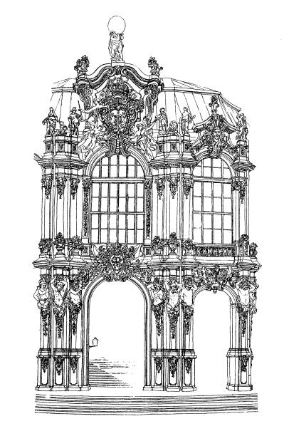 detail aus dem "zwinger"-pavillon in dresden - ampelmann stock-grafiken, -clipart, -cartoons und -symbole