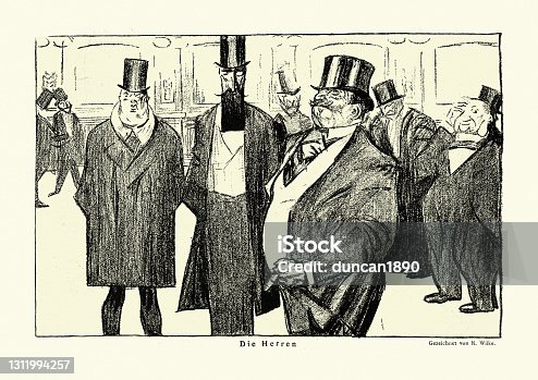 istock Die Herren, The gentlemen , Jugendstil , Art Nouveau, Caricature, Men in top hats 1311994257