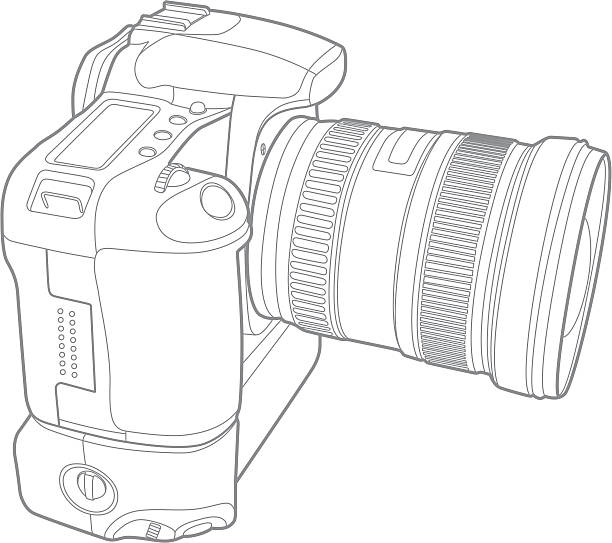 Digital Camera Outline drawing of a digital camera. dslr camera stock illustrations