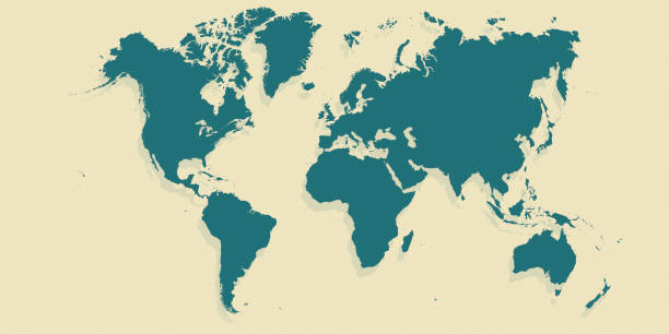 ilustraciones, imágenes clip art, dibujos animados e iconos de stock de ilustración digital de un mapa del mundo plano sobre un fondo amarillo. - south africa covid