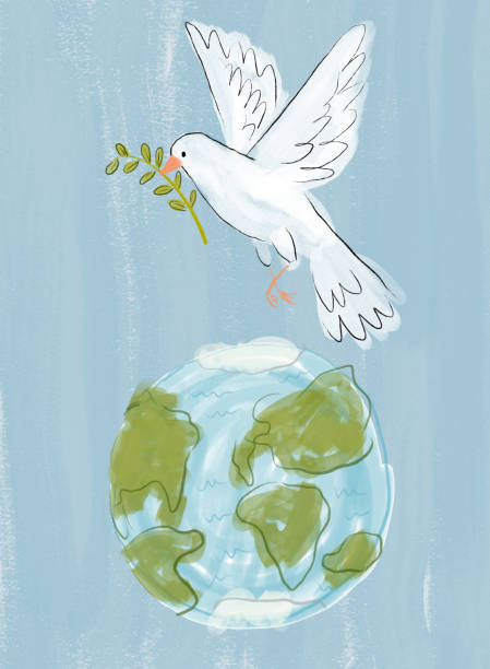 Dove of Peace Over Earth vector art illustration