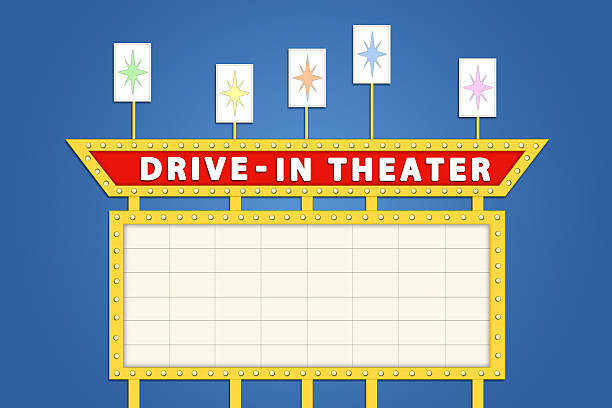 Drive in theater sign. Drive in theater. movie clipart stock illustrations