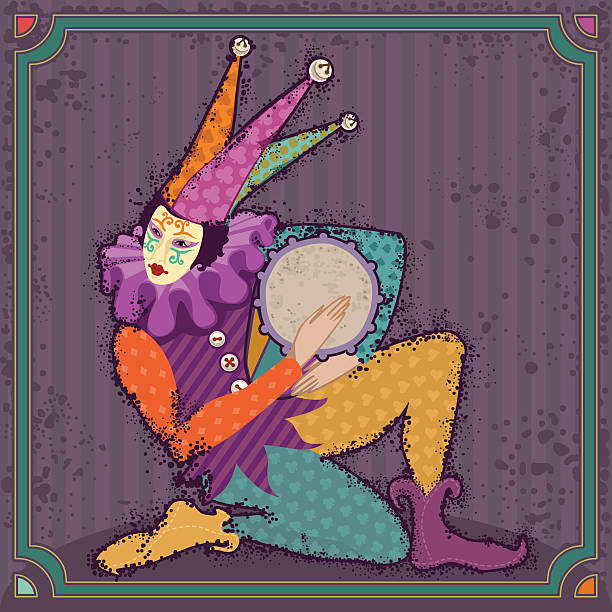 drummer carnival clown vector art illustration