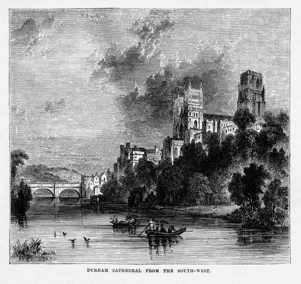 特勒姆大教堂在特勒姆，英國維多利亞時代雕刻、 1840 - sunderland 幅插畫檔、美工圖案、卡通及圖標