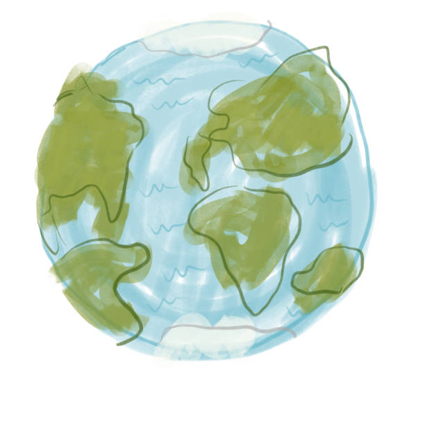 Earth drawing vector art illustration