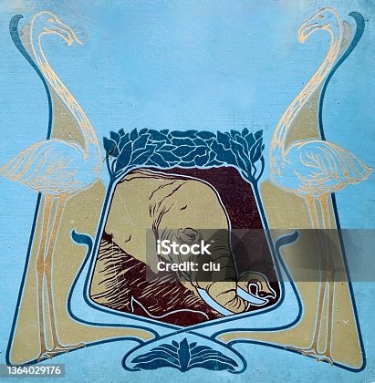 istock Elephant surrounded by two birds looking into the nest 1364029176
