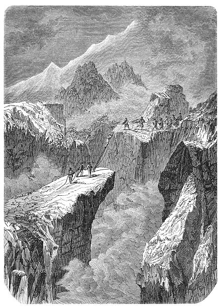 ilustrações de stock, clip art, desenhos animados e ícones de gravação mountaineers ascendente mont blanc - mont blanc