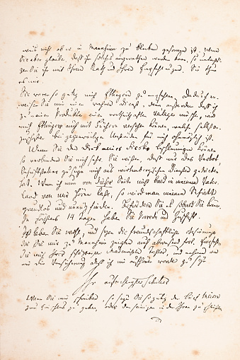 Engraving Of Handwritten Letter From Friedrich Schiller 1782 Stock ...