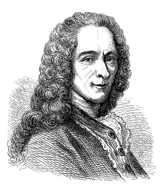 Engraving of philosopher and writer Voltaire from 1870 vector art illustration