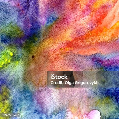 istock Expressionist colorful background. Watercolor splash. Bright painting. 1397681267