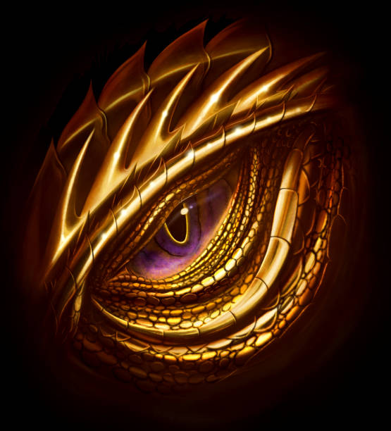 ilustrações de stock, clip art, desenhos animados e ícones de eye of golden dragon - dragões olho
