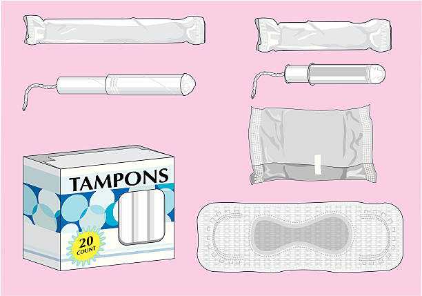stockillustraties, clipart, cartoons en iconen met feminine hygiene products - tampons