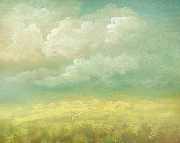 Field, painted vintage background Acrylic painting on paper, only my art work growth borders stock illustrations