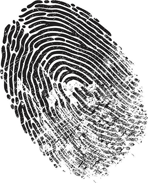 Finger Print Distressed A black and white fingerprint is distressed. Please check out my other images :) crime scene stock illustrations
