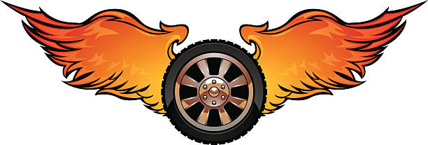 fire wings car tire with fire wings hot wheels flames stock illustrations