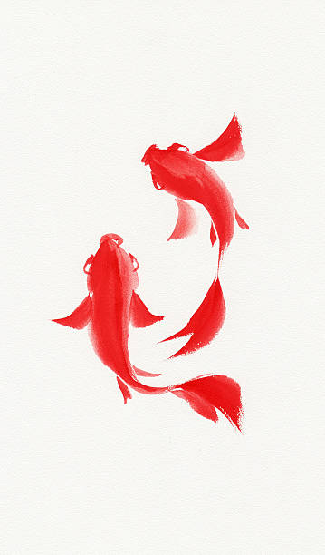 Fishes watercolor painting vector art illustration