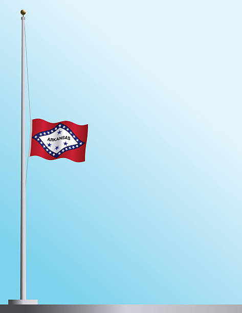 Flag of Arkansas at Half-Staff  flag half mast stock illustrations