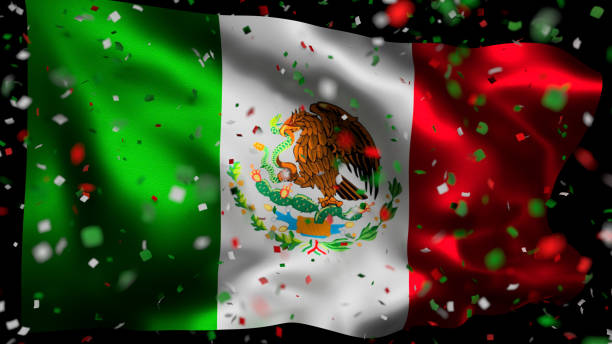 Flag of Mexico Banera de Mexico mexican independence day stock illustrations