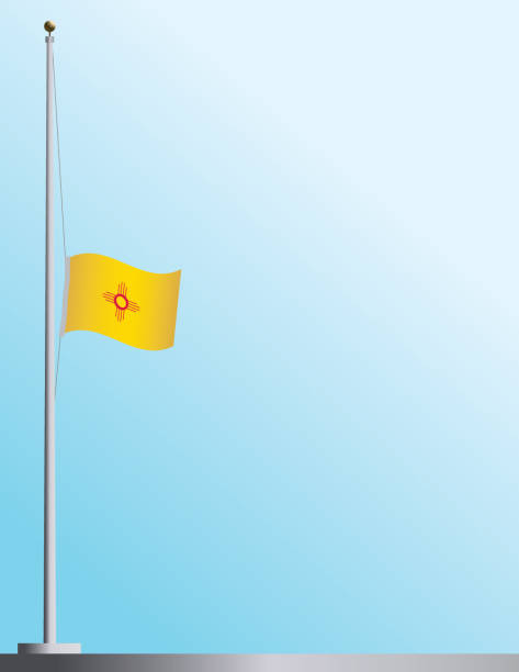 Flag of New Mexico at Half-Staff  flag half mast stock illustrations